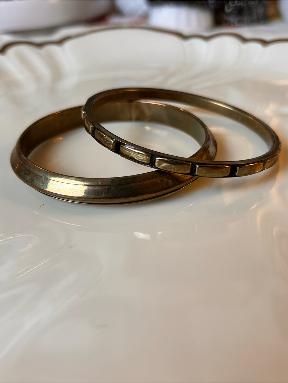 Lot of 6 Mixed Media Brass Bangles | Resin Wood Enamel Stack Bracelets Boho - Picture 8 of 8